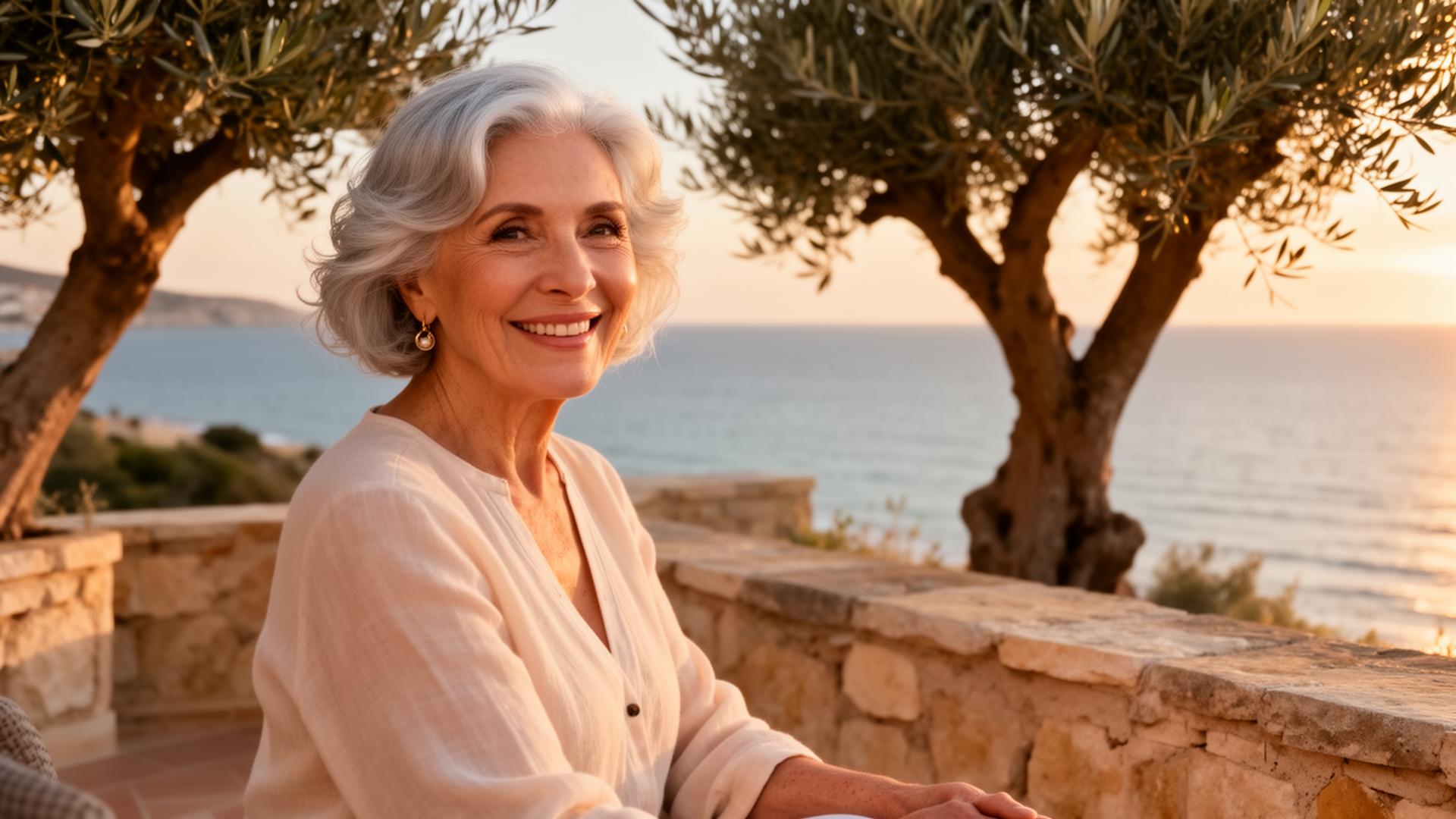 Older woman enjoying the Cyprus coast